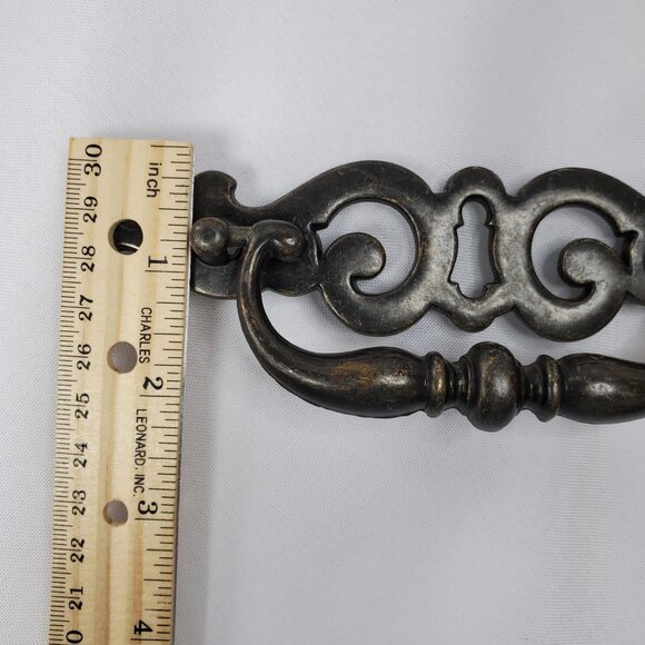 VTG 12 Brass French Pulls Dangling Handle Replacement Hardware Ornate 7" Wide - Picture 5 of 12